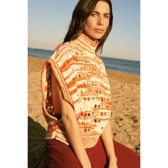 Sita Murt Sweater Vest Mock Neck Merino Wool Medium EU 38 Coastal Boho - Picture 1 of 10